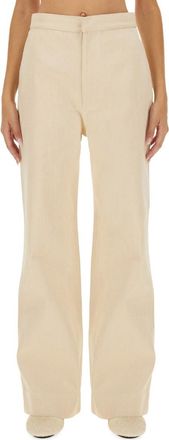 Jil Sander Womens Flared Pants - Ivory Cotton - Size EU 34 (Womens)
