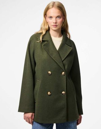 Pieces Cappotto color forest night-Verde