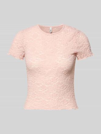 Only Slim Fit T-Shirt aus Spitze Modell FAITH in Rosa, Gr&ouml;&szlig;e XL