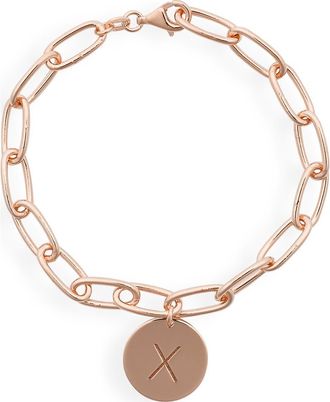 Meshmerise Initial Disc Charm Bracelet in Rose-X at Nordstrom Rack