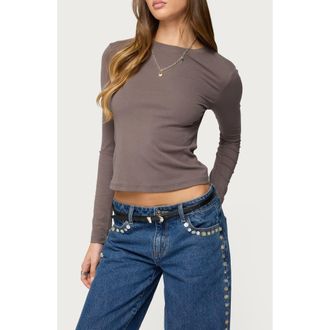 Edikted Kiyan Long Sleeve T-Shirt in Gray at Nordstrom, Size X-Large