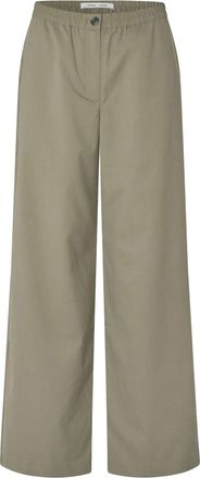 Sams&oslash;e & Sams&oslash;e Wide Leg Trousers with Elasticated Back Waistband and Slit Pockets