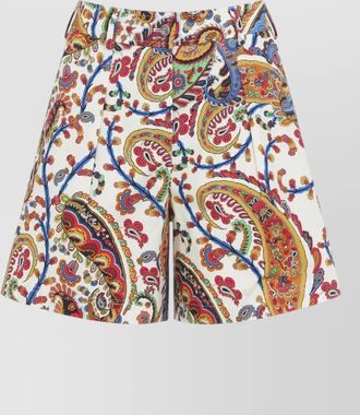 Etro paisley high waist pleated wide leg shorts