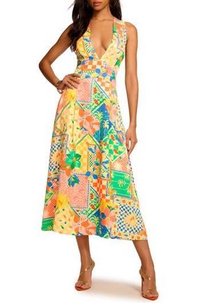 Ramy Brook Felicity Mixed Print Midi Dress in Garden Print at Nordstrom Rack, Size 12