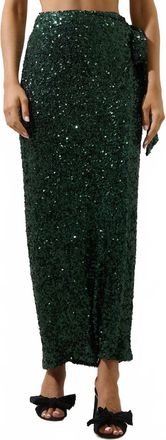 Sugarlips Korina Sequin Wrap Maxi Skirt In Emerald