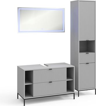 Vicco Juego De Muebles De Ba&ntilde;o De 3 Piezas Eliza, Gris, 3 Partes, Vicco