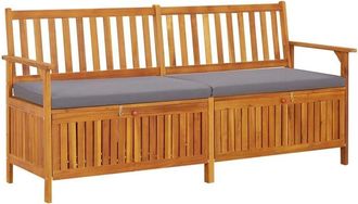 vidaXL Vidaxl - Banco de almacenaje con cojín madera maciza de acacia 170 cm