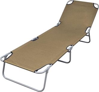 vidaXL Foldable Sunlounger with Adjustable Backrest Taupe vidaXL