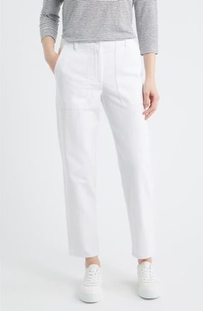 Eileen Fisher Easy Tapered Organic Cotton Pants in White at Nordstrom, Size Xx-Small