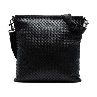 Bottega Veneta Pre-owned Cross Body Bags, female, Black, Size: ONE SIZE Pre-owned Woven Leather Crossbody Bag