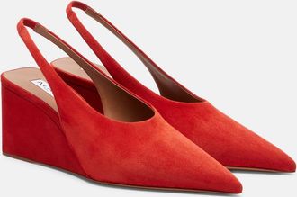 Alaia Cube suede slingback wedges