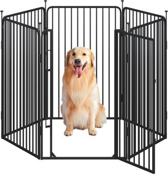 Yaheetech Yaheetech - Parque Para Perros 6 Paneles De 100 Cm De Altura, Vallas Para Perros Con Cerradura Integrada, Tubos De Bajo Ruido, Protector De Suelo, Ala