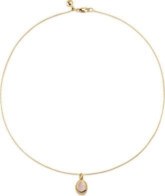 Monica Vinader Birthstone Locket Pendant Necklace in 18Ct Gold /Rose Quartz at Nordstrom