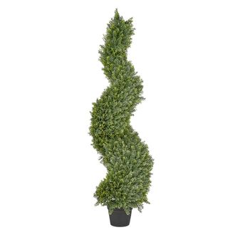 Beliani Beliani - Planta Artificial En Maceta Uso Interior Exterior Decoraci&oacute;n De Pl&aacute;stico Maceta Negra 126 Cm Spiral Tree