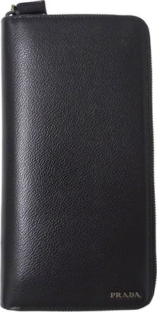 Prada Black Leather Long Bill Wallet (Bi-Fold) (Pre-Owned)