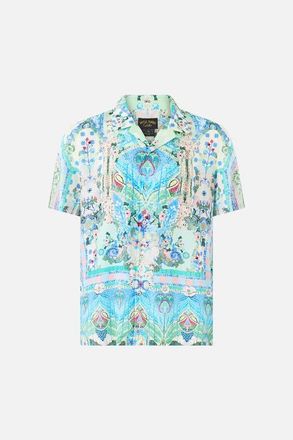 Camilla Short Sleeve Camp Collared Shirt in Midsummer Mosaics at Nordstrom, Size X-Small Au