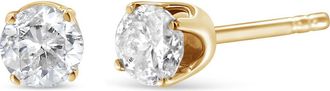 House of Brilliance 14K Yellow Gold 1/2 Cttw Round-Cut Diamond Solitaire Stud Earrings at Nordstrom