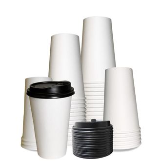 OEM Paquete De 100 Vasos De Papel De 590 Ml Con Tapa, A Prueba De Fugas, Con Aislamiento T&eacute;rmico, Ideales Para Caf&eacute; Y T&eacute;, La Oficina Y Para Viajar