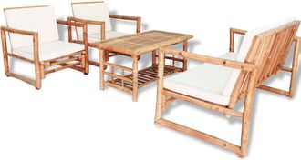 vidaXL Set De Muebles De Jard&iacute;n 4 Piezas Y Cojines Bamb&uacute; Vidaxl