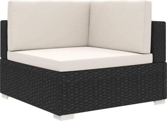 vidaXL Poltrona Modulare ad Angolo 1 pz con Cuscini in Polyrattan Nero - Vidaxl