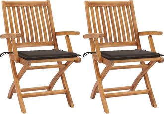 vidaXL Sillas De Jard&iacute;n 2 Uds Con Cojines Gris Taupe Madera De Teca Vidaxl