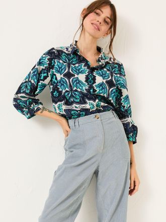 Fat Face FatFace Roxi Jade Green Sketched Leaves Shirt