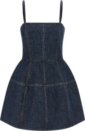 Fendi Blue Cotton Short Womens Dress
