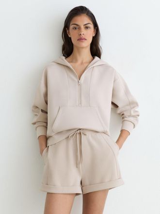 Reiss Neutral Premium Interlock Drawstring Shorts, XL