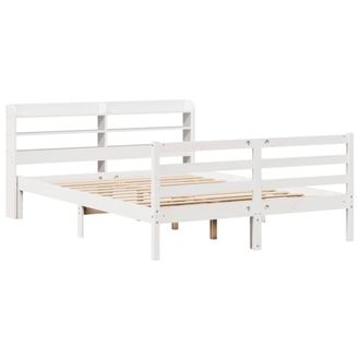 Berkfield Home Beautiful Bed Frame with Headboard without Mattress White 135x190 | Size: Double