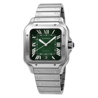 Cartier Pre-owned Cartier Santos Green Dial Mens Watch WSSA0062