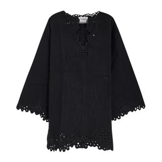 Isabel Marant Kleedjes, Dames, Zwart, S, Katoen, V-neck Sangallo Korte Jurk