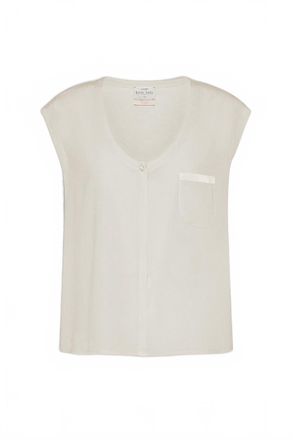 Forte_Forte Womens Matte Stretch Silk Top In Yogurt