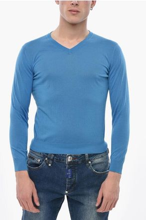 Drumohr Lightweight Cotton V-Neck Sweater size 46