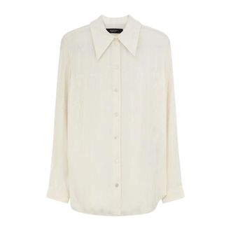 Gucci Zijden Blouse met Incrocio GG-motief - Dames - Overhemden - Wit - S - Overhemden