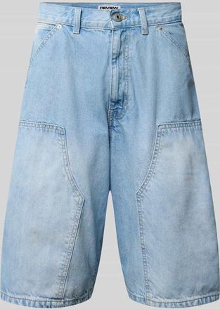 Review Regular Fit Jeansshorts mit Label-Details in Blau, Gr&ouml;&szlig;e XXL