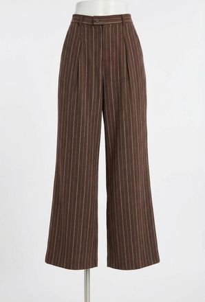 Z Supply Alma Pinstripe Wide Leg Pant In Chocolate Cherry