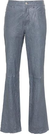 Zadig&Voltaire straight-leg crinkled-leather trousers - women - Lamb Skin/Cotton - 38 - Blue
