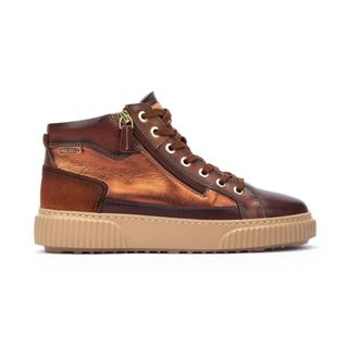 Pikolinos Riells Bruine High Top Sneaker - Dames - Sneakers - Bruin - 41 EU - Leer - Schoenen