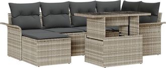 vidaXL Vidaxl - Garden Sofa Set with Cushion 7 pcs Light grey Poly rattan