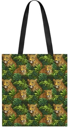 Generic Leopard Tropical Leaves Tote Bag for Women Men Shoulder Bags Purses Pouch Handbags