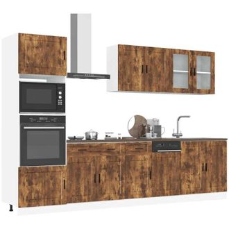 vidaXL Vidaxl - Mueble Cocina Kalmar Roble Ahumado 7 Pzas Madera Contrachapada