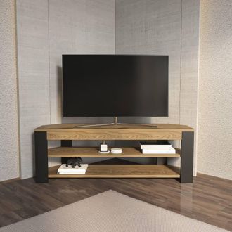 Decorotika Rita Corner TV Unit for TVs up to 55 inches in Brown