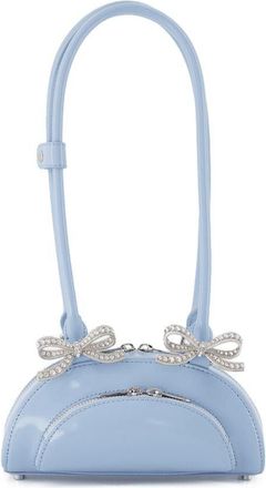 Self Portrait Curved Mini Shoulder Bag - Leather - Blue