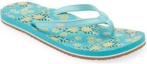 Sanuk Yoga Joy Floral Flip Flop in Aqua Splash at Nordstrom Rack, Size 10