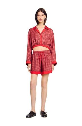 Sandro Scarf print shorts in Red /Pink at Nordstrom, Size 42 Eu