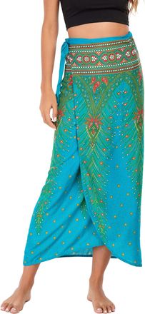 Feoya Long Bohemian Skirt for Women Maxi Boho Hippie Wrap Skirts Floral Print Halter Gypsy Dresses High Waisted 2 in 1 Casual Skirt for Beach Vacation Summe