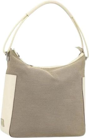 Gucci Pre-owned Vintage Canvas Shoulder Bag - Dames - Vintage Schoudertas - Beige - ONE Size - Leer - Vintage