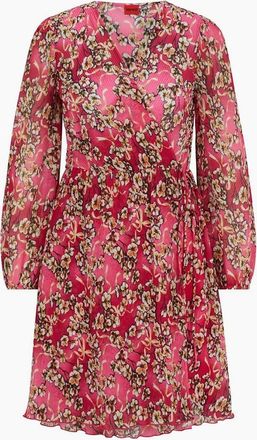 HUGO BOSS Womens Kahula V-Neck Long Sleeve Mini Wrap Dress - Open Miscellans - Size: 12