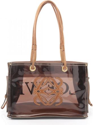 Loewe Brown Vinyl Leather Handbag Tote Bag (Pre-Owned)