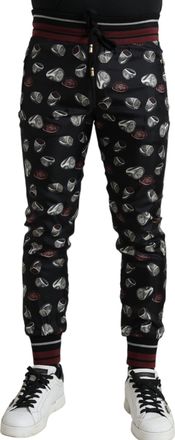 Dolce & Gabbana Mens Ring-Print Silk Jogging Trousers Black